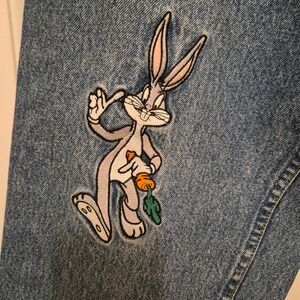Vintage Looney Tunes Classics High Waisted Mom Jeans Bugs Bunny Taz Blue Size 6